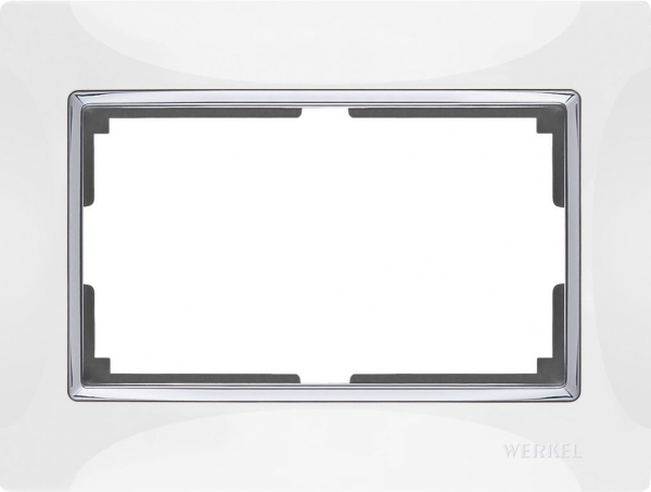 WL03-Frame-01-DBL-white Рамка для двойной розетки (белый/хром)