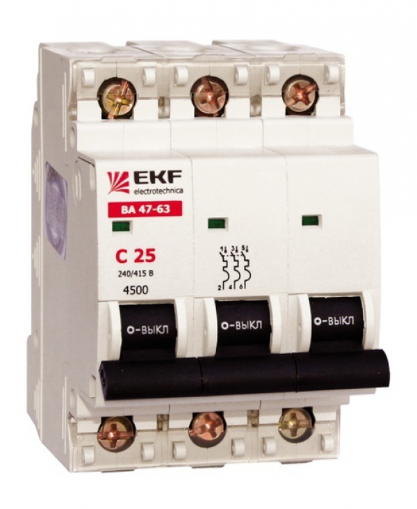 Автоматический выключатель ВА 47-63, 3п 1 А (С) EKF