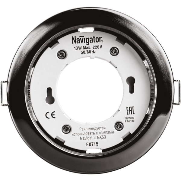 Свет-к Navigator 71 281 NGX-R1-005-GX53-WH (d90) Черный Хром