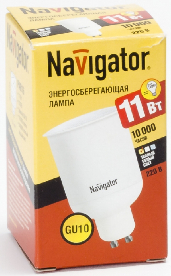 Лампа Navigator 94 281 NCL-PAR16-11W-830-GU10 теплый - (50х82 330Lm, 3000К) Энергосберегающая